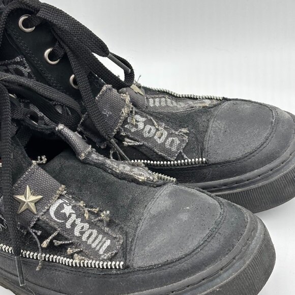 Vintage Cream Soda High Tops Black Sneakers Motorcycle Ride To Live To Ride - 9 - Picture 3 of 10